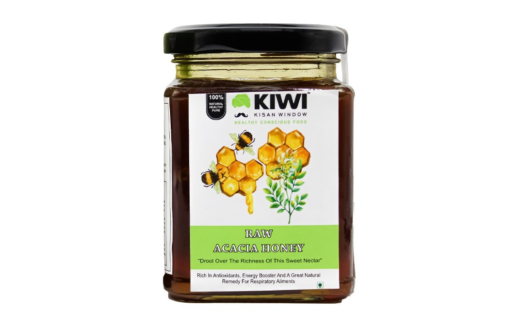 Kiwi Kisan Window Raw Acacia Honey    Glass Jar  350 grams